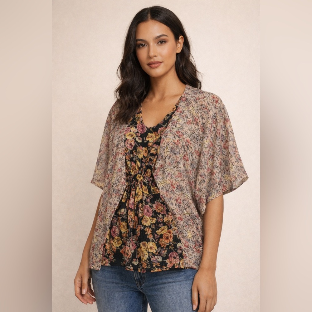 Y2K Romantic Floral Blouse | Sheer Indie Boho Cottagecore Top